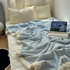 Solid Color Blanket, Double Layer Sofa, Leisure Blanket, Warm Blanket, Camellia Flower, Cow Milk Velvet, And Lamb Velvet Blanket, New Style