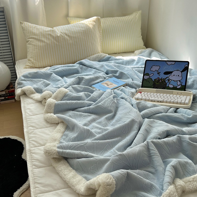 Solid Color Blanket, Double Layer Sofa, Leisure Bl...
