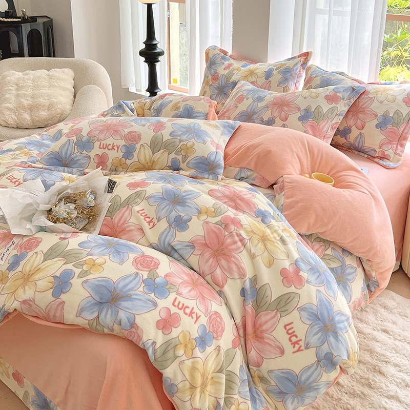 Thickened Milk Velvet Four Piece Set, Double Sided...