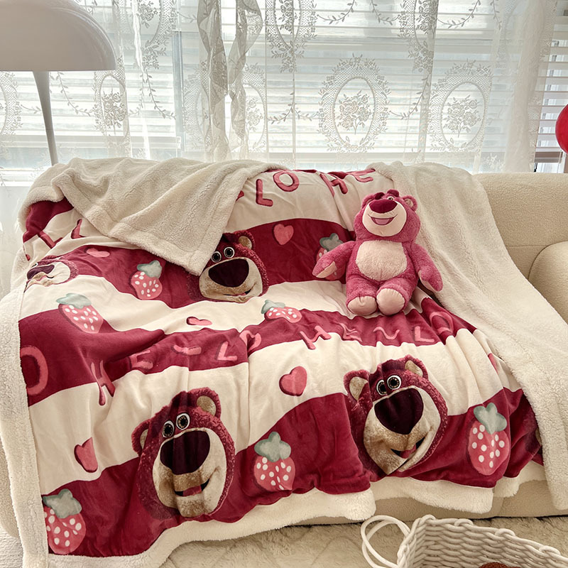 Hello Kitty Lamb Plush Blanket Sanrio Cartoon Chil...