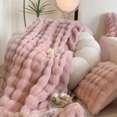 Light Luxury Tuscan Fur Big Rabbit Fur Blanket Thickened Multifunctional Sofa Cover Blanket Office Lunch Break Blanket