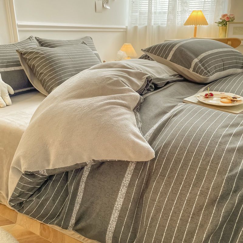 Four Piece Bedding Set Winter Milk Plush Bed Coral...