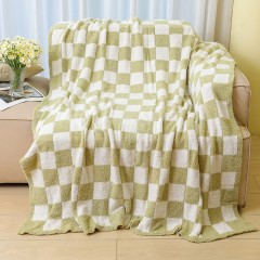 Checkerboard Sofa Blanket, Office Blanket, Aviation Aircraft Cover Blanket, Knitted Blanket, Air Conditioning Blanket, Shawl, Nap Blanket