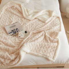 Stock Simple Solid Tafu Plush Blanket Autumn/Winter Jacquard Blanket Double Layer Thickened Large Lamb Fleece Casual Blanket