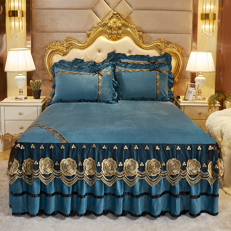 Crystal Velvet Lace Bed Skirt Single Piece Warmth ...