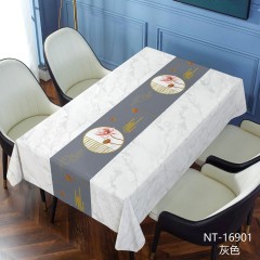Wholesale Of New Chinese Style Good Luck Lotus Tea Table Tablecloths, One Piece For Distribution, Waterproof, Oil Resistant, Scald Resistant, And Washable PVC Tablecloths