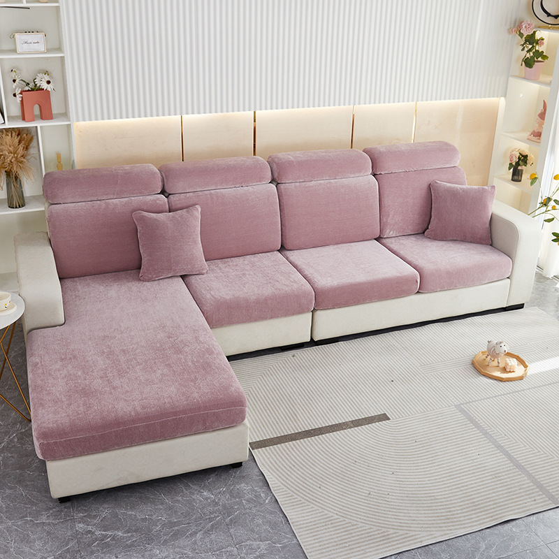 New Solid Color Chenille Sofa Hat Elastic Full Pac...